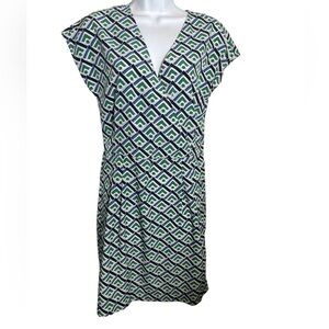 NWT Banana‎ Republic dress size 4 blue & green geometric shirt dress 💙💚